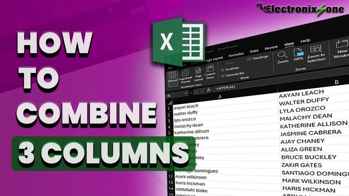 How to Combine 3 Columns in Excel