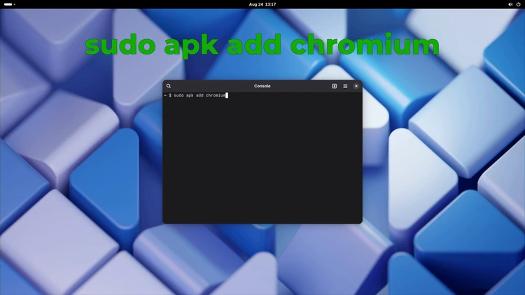 Terminal output showing apk installing Chromium and its dependencies