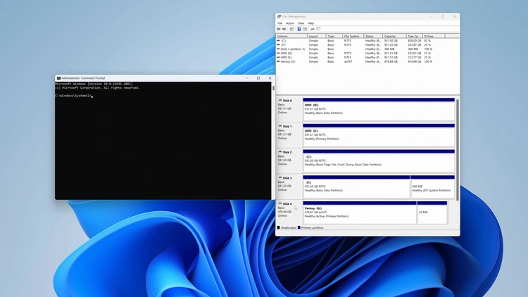 Administrator Command Prompt window freshly opened, ready to run diskpart commands.