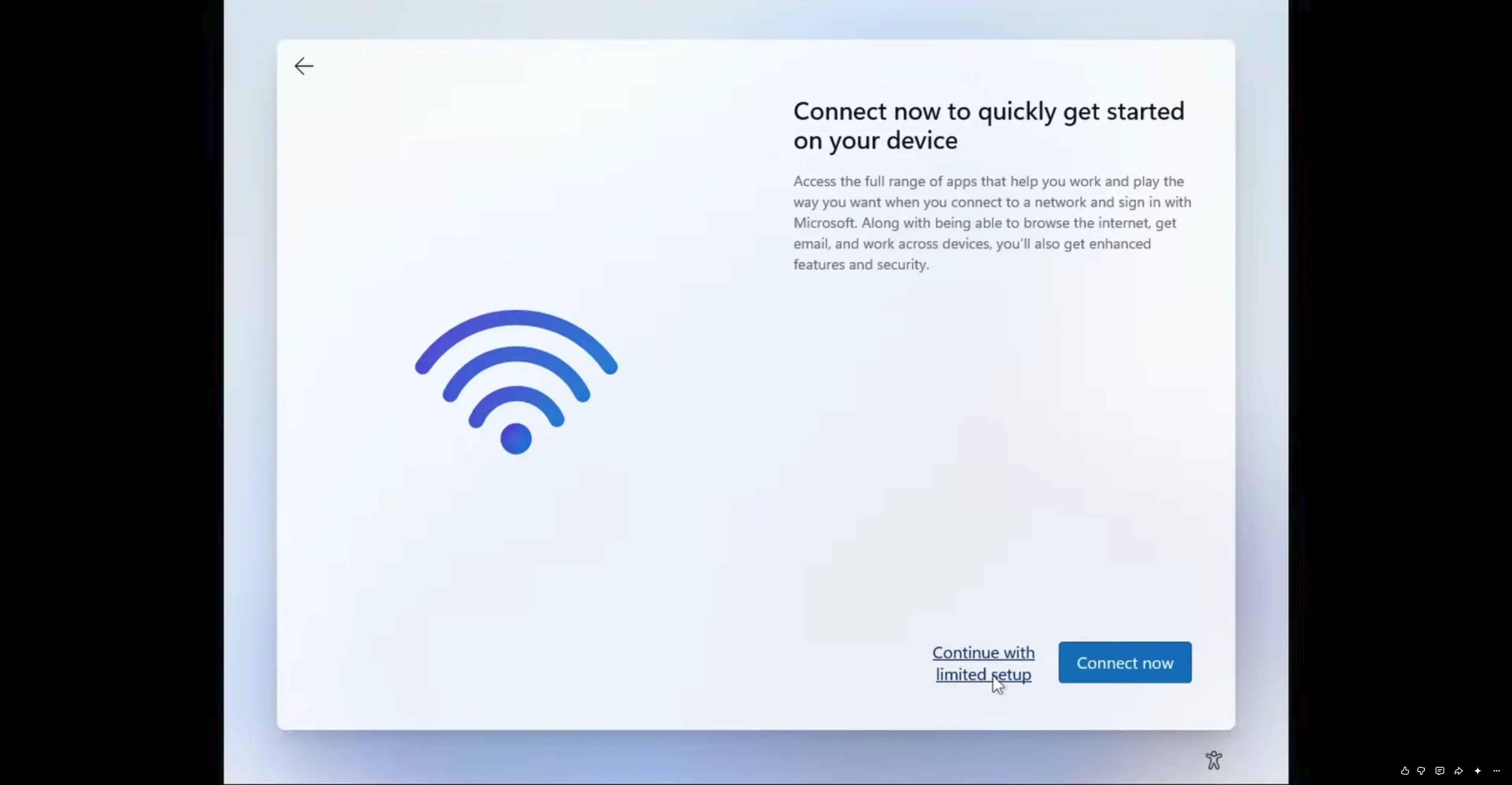 OOBE bypass confirmation screen
